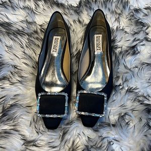 Badgley Mischka Rhinestone Buckle Flats